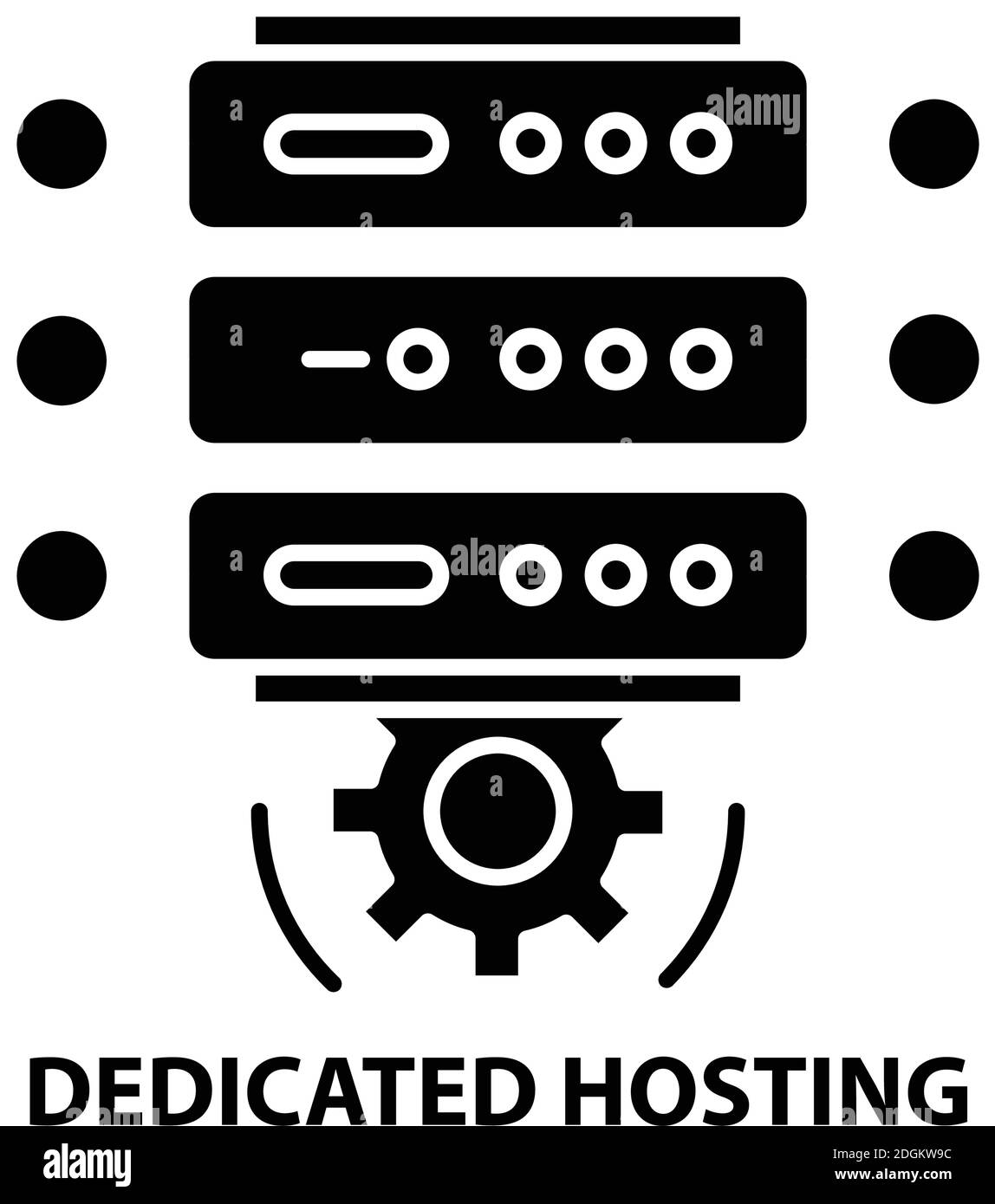 icona di hosting dedicata, segno vettoriale nero con tratti modificabili, illustrazione concettuale Illustrazione Vettoriale