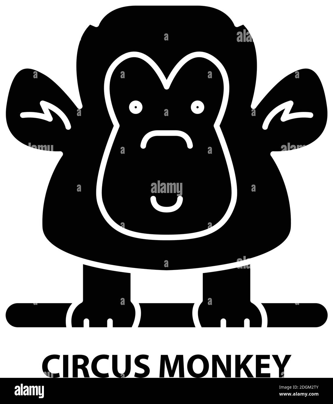 icona scimmia circus, segno vettoriale nero con tratti modificabili, illustrazione concettuale Illustrazione Vettoriale