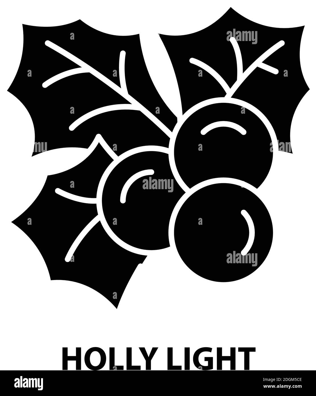 icona holly light, segno vettoriale nero con tratti modificabili, illustrazione concettuale Illustrazione Vettoriale