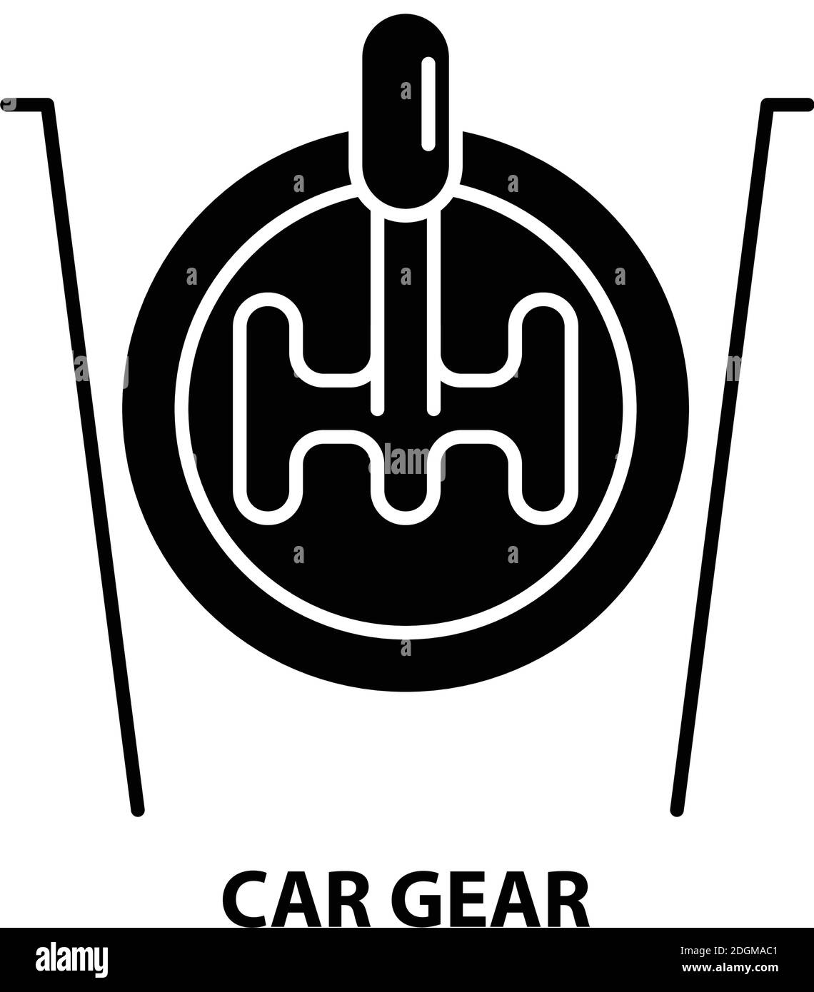 icona dell'ingranaggio dell'auto, segno vettoriale nero con tratti modificabili, illustrazione concettuale Illustrazione Vettoriale