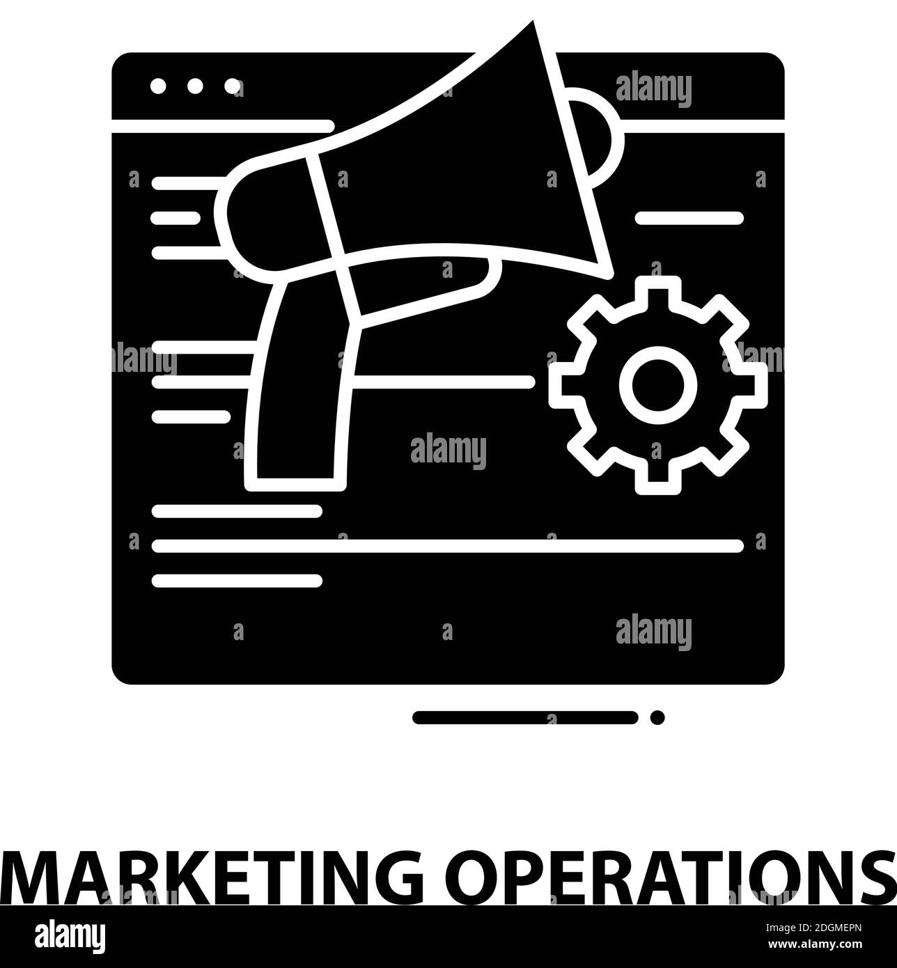icona operazioni di marketing, segno vettoriale nero con tratti modificabili, illustrazione concettuale Illustrazione Vettoriale