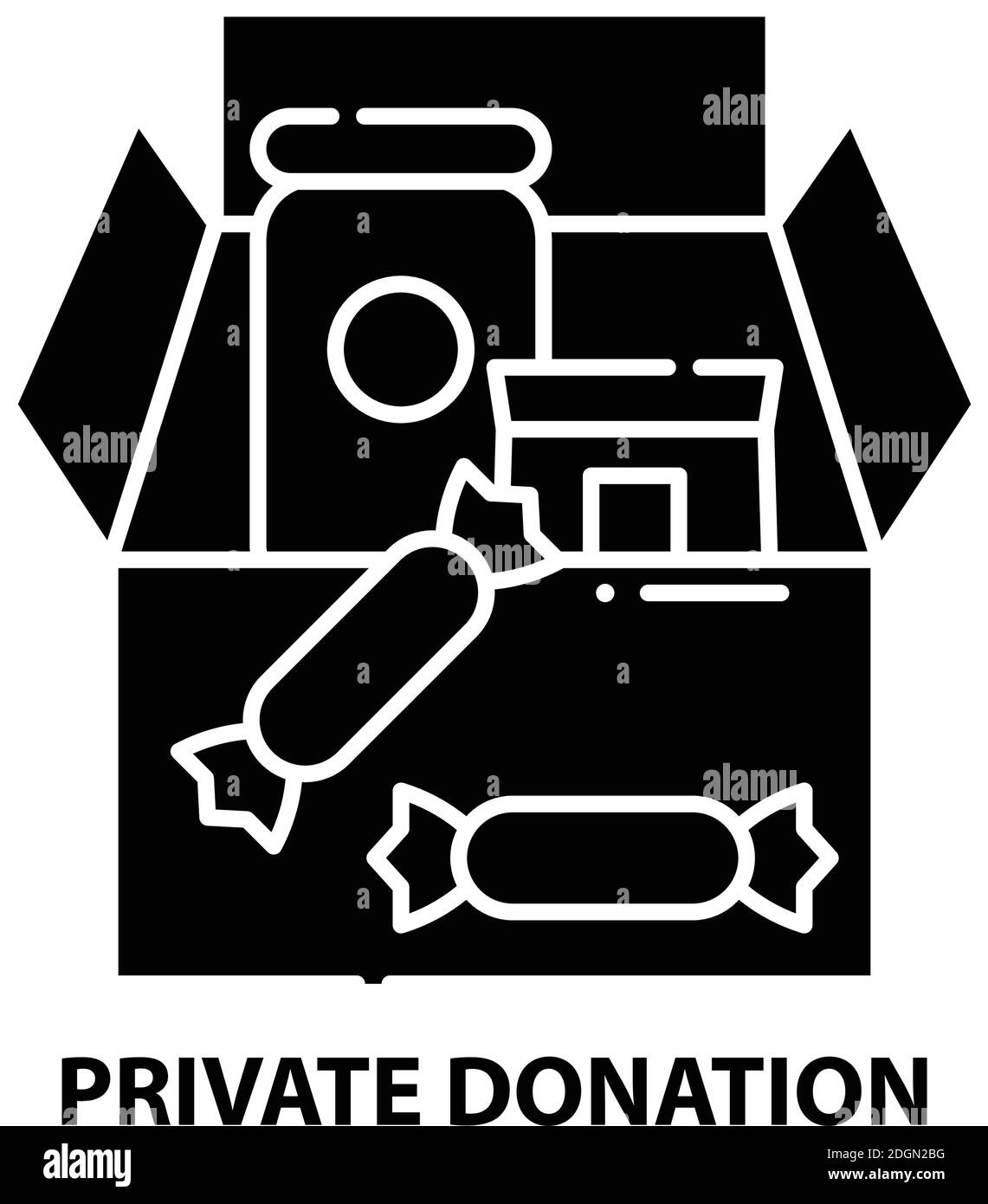 icona di donazione privata, segno vettoriale nero con tratti modificabili, illustrazione concettuale Illustrazione Vettoriale