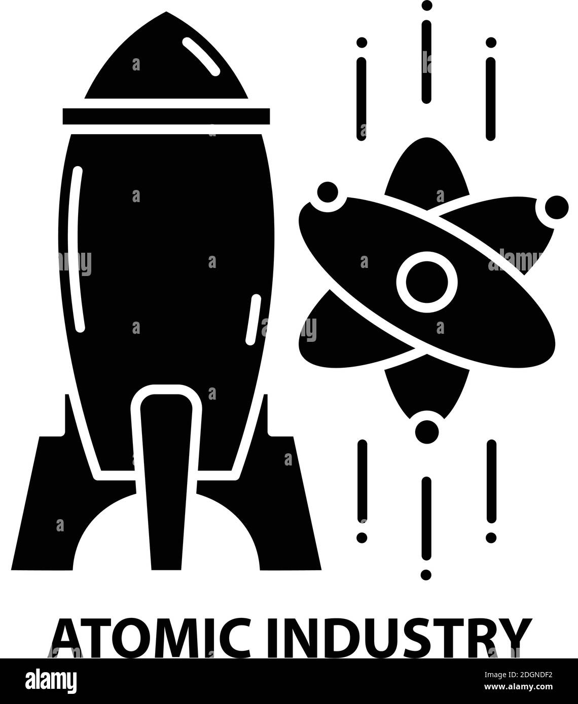 icona dell'industria atomica, segno vettoriale nero con tratti modificabili, illustrazione concettuale Illustrazione Vettoriale
