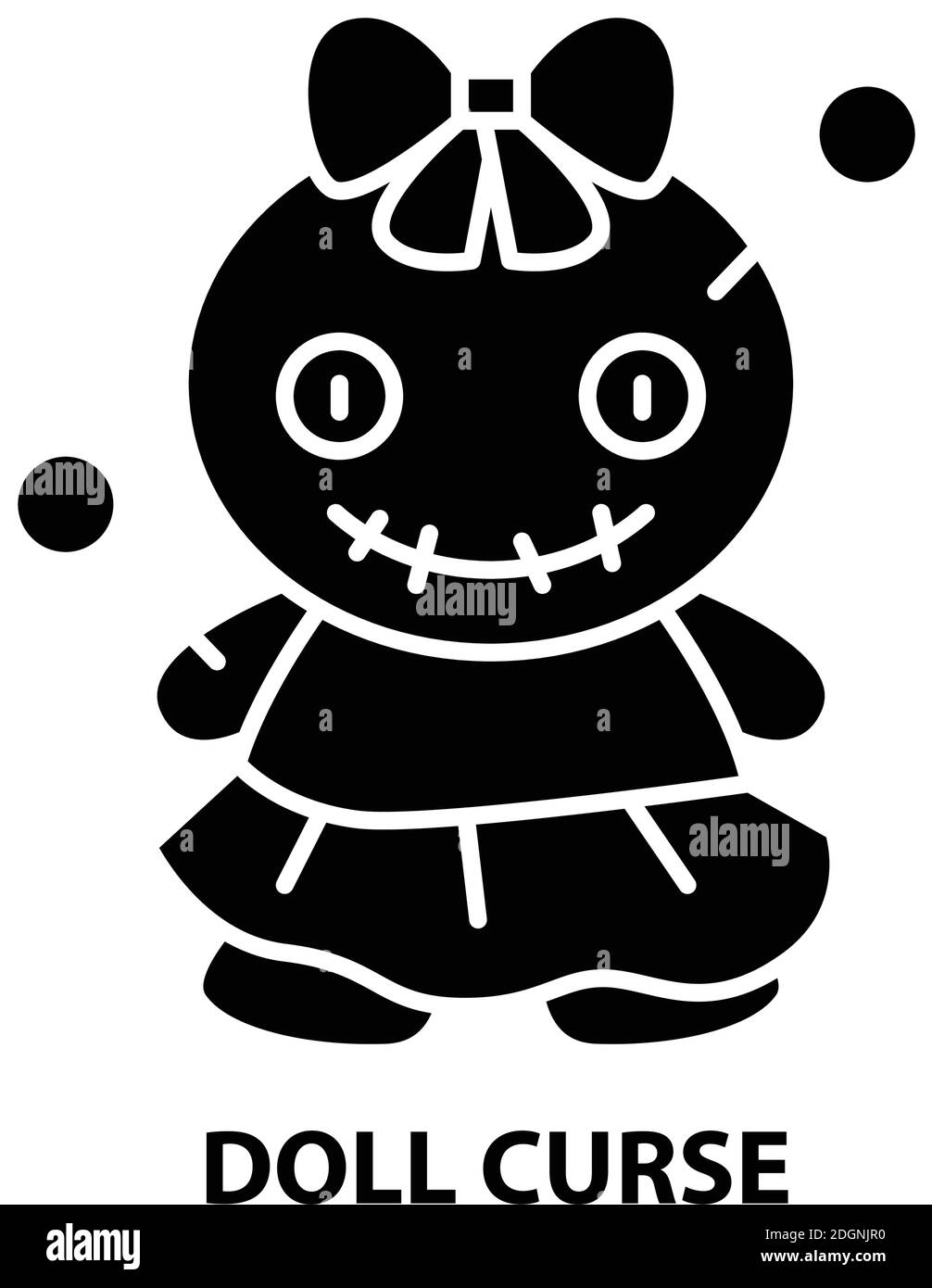icona della maledizione della bambola, segno vettoriale nero con tratti modificabili, illustrazione concettuale Illustrazione Vettoriale