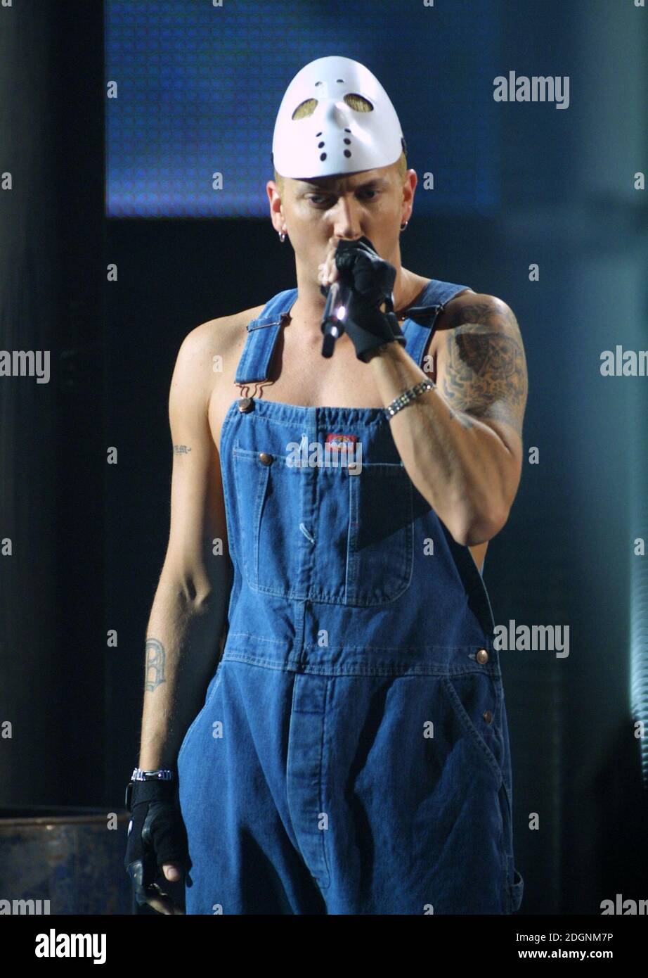 Eminem al Brit Awards 2001, Earls Court, Londra. Dal vivo. Foto Stock
