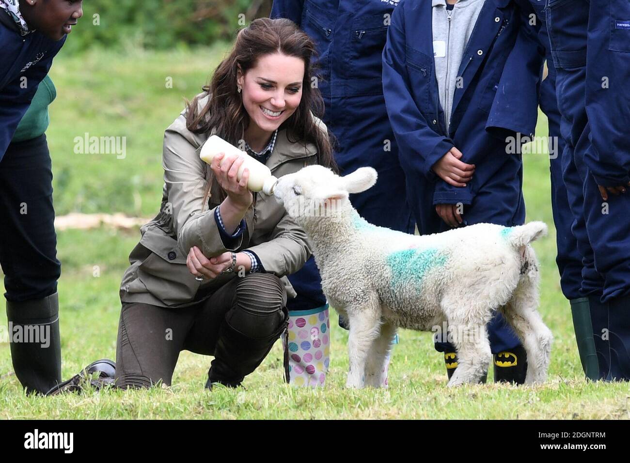 Catherine, la Duchessa di Cambridge durante un evento di Farms for City Children Charity ad Arlingham, Gloucester. Il credito fotografico dovrebbe essere: Doug Peters/EMPICS Entertainment Foto Stock