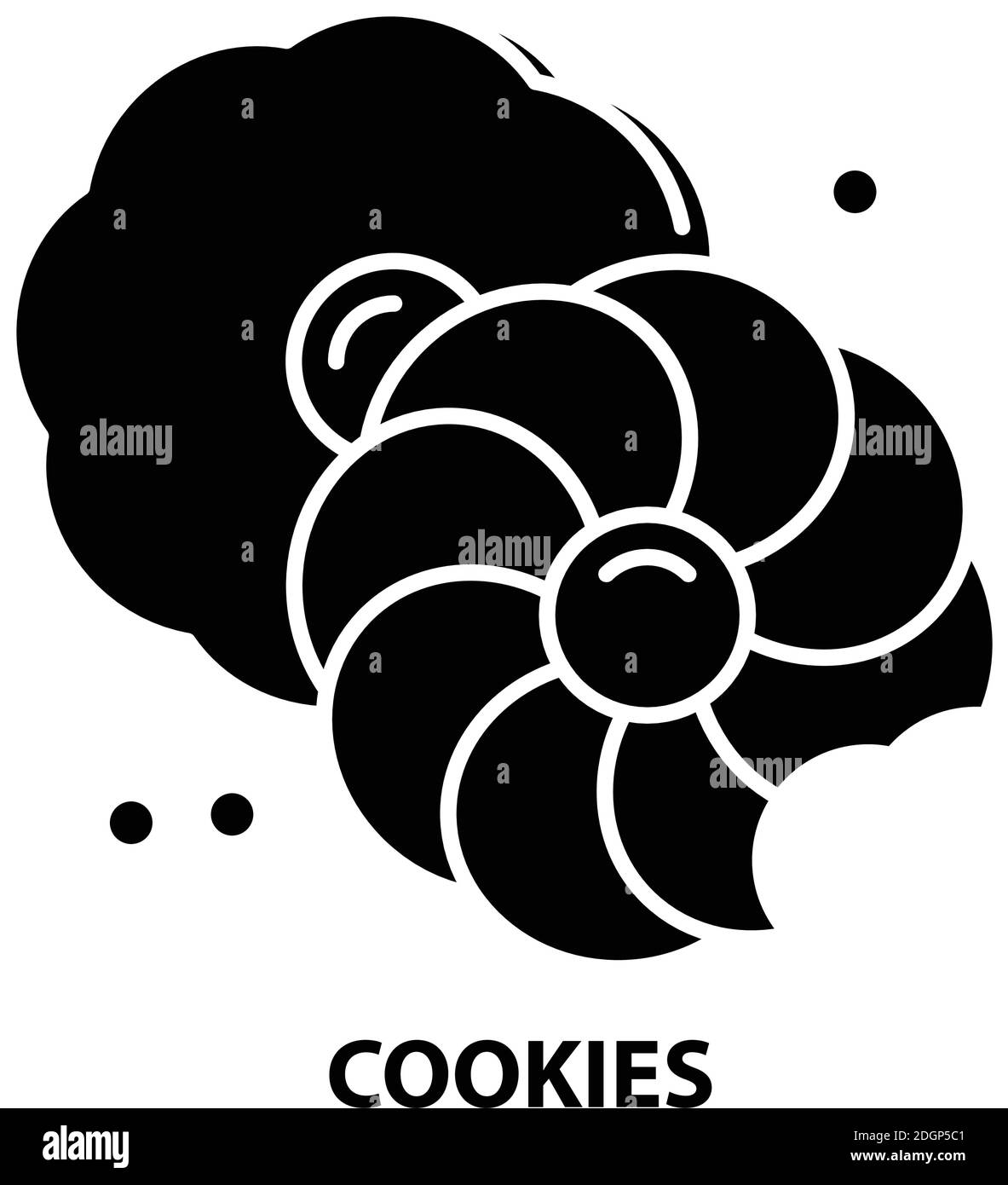 icona dei cookie, segno vettoriale nero con tratti modificabili, illustrazione concettuale Illustrazione Vettoriale