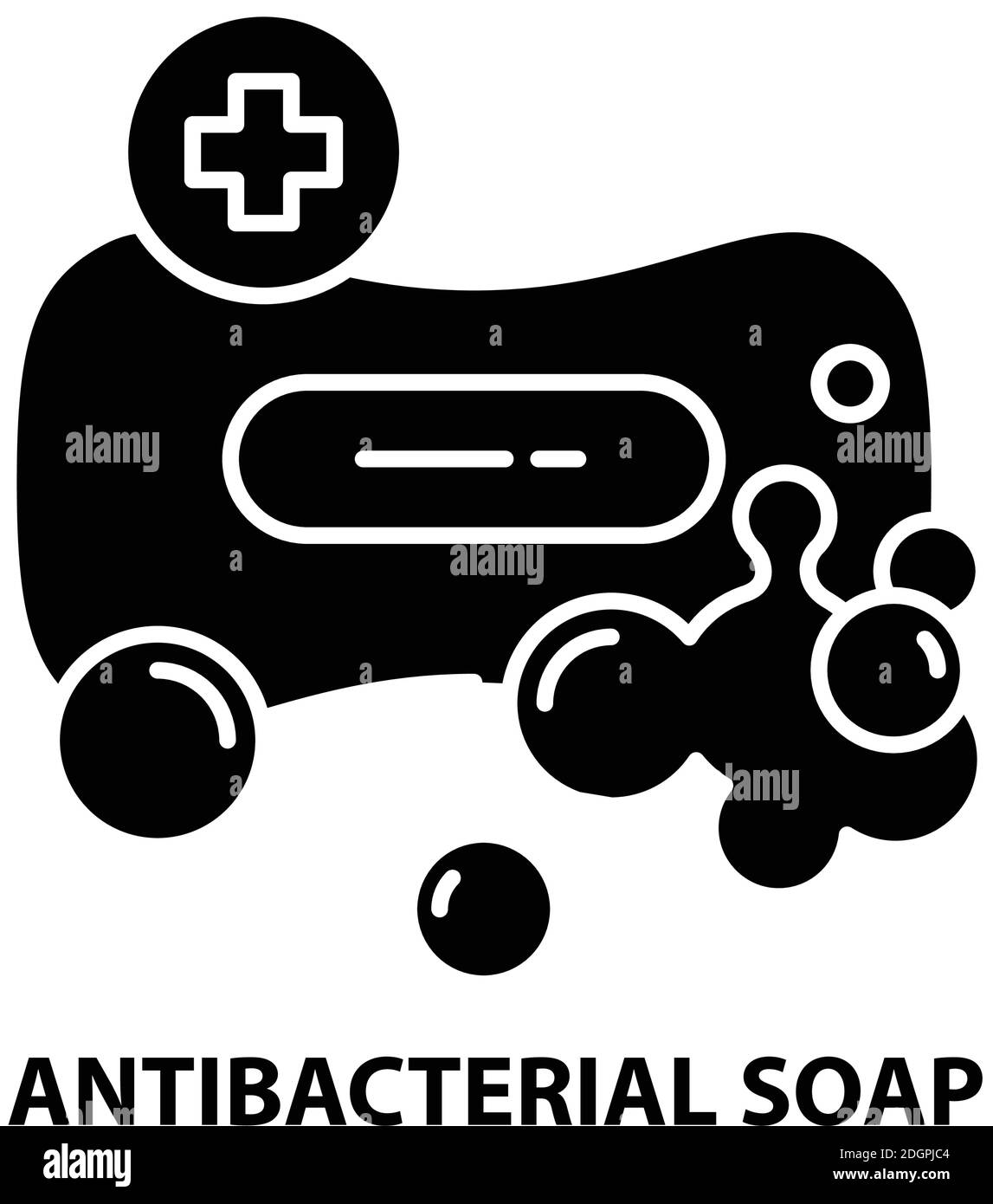 icona di sapone antibatterico, segno vettoriale nero con tratti modificabili, illustrazione concettuale Illustrazione Vettoriale