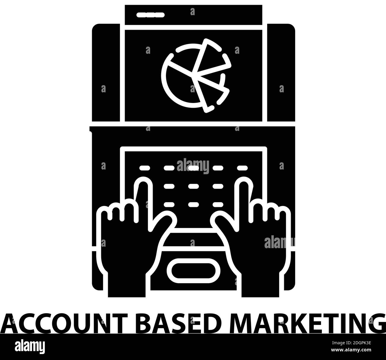 icona di marketing basata su account, segno vettoriale nero con tratti modificabili, illustrazione concettuale Illustrazione Vettoriale