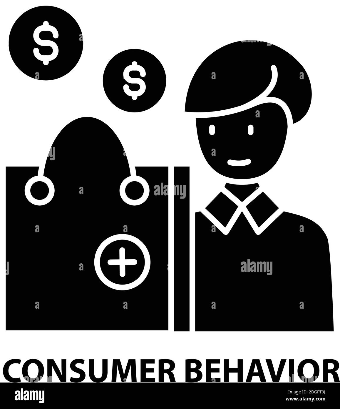 icona comportamento cliente, segno vettoriale nero con tratti modificabili, illustrazione concettuale Illustrazione Vettoriale
