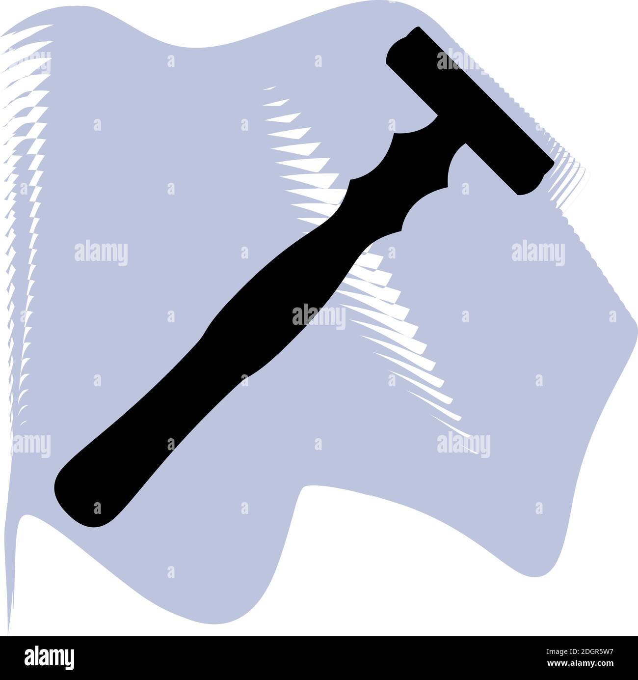 Rasoio da barba vettoriale, barbiere, salone, capelli, rasoio nero su lilla spot icona di un set, isolato su sfondo bianco. EPS 10 Illustrazione Vettoriale