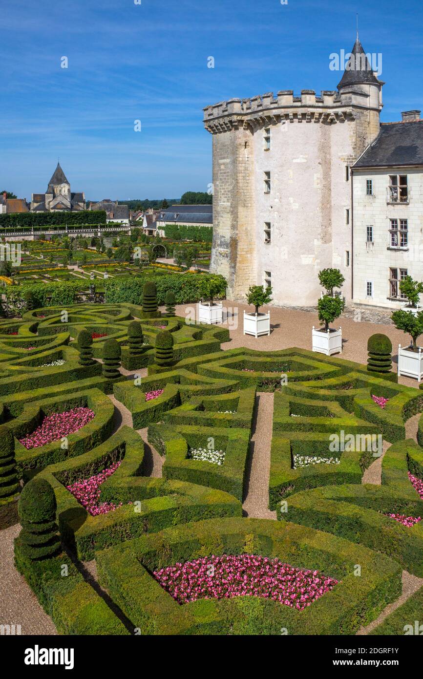 Valle della Loira. Francia. 07.22.12. Il castello 16 ° secolo e giardini di Villandry nella Valle della Loira, Francia. Come tutte le altre châteaux del Loir Foto Stock