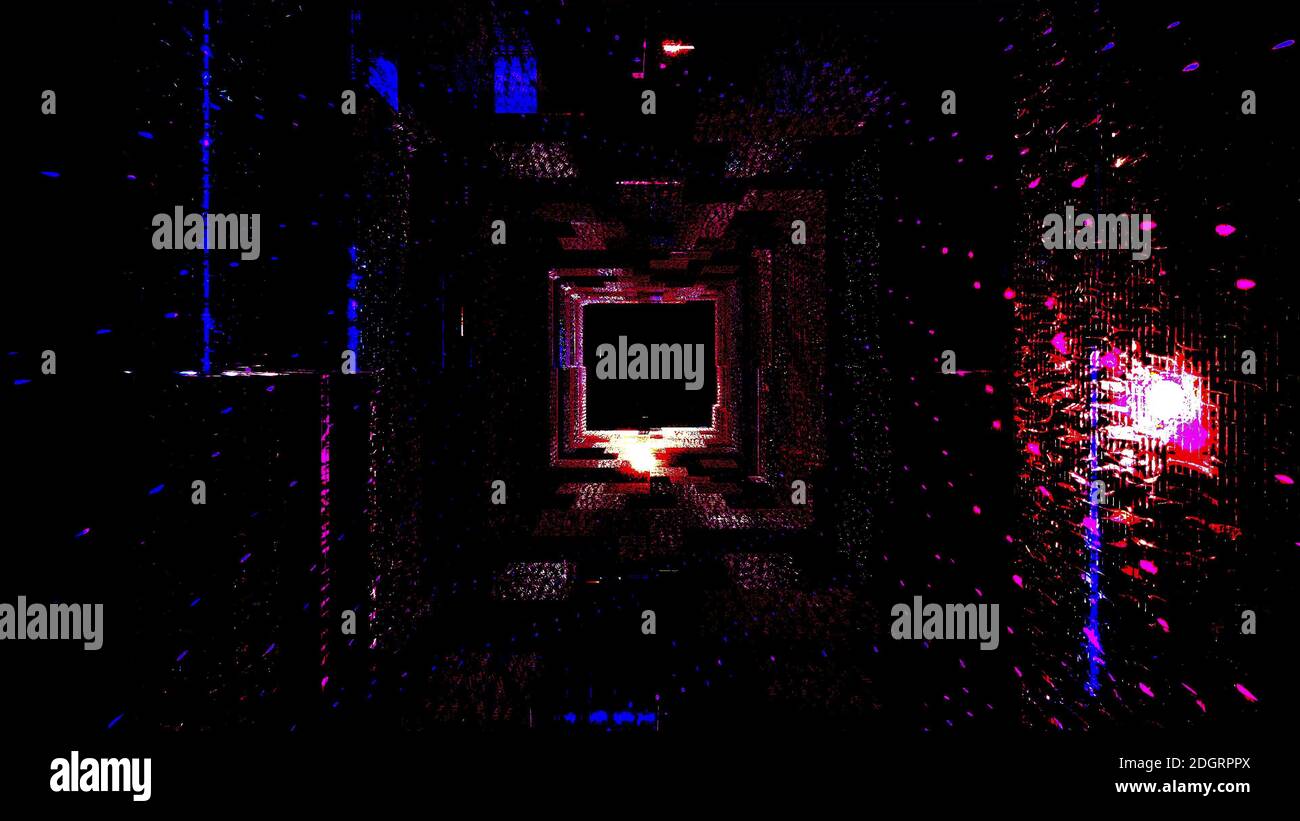 Mappa colori scuri spazio sci-fi tunnel 3d illustrazione sfondo sfondo sfondo Foto Stock