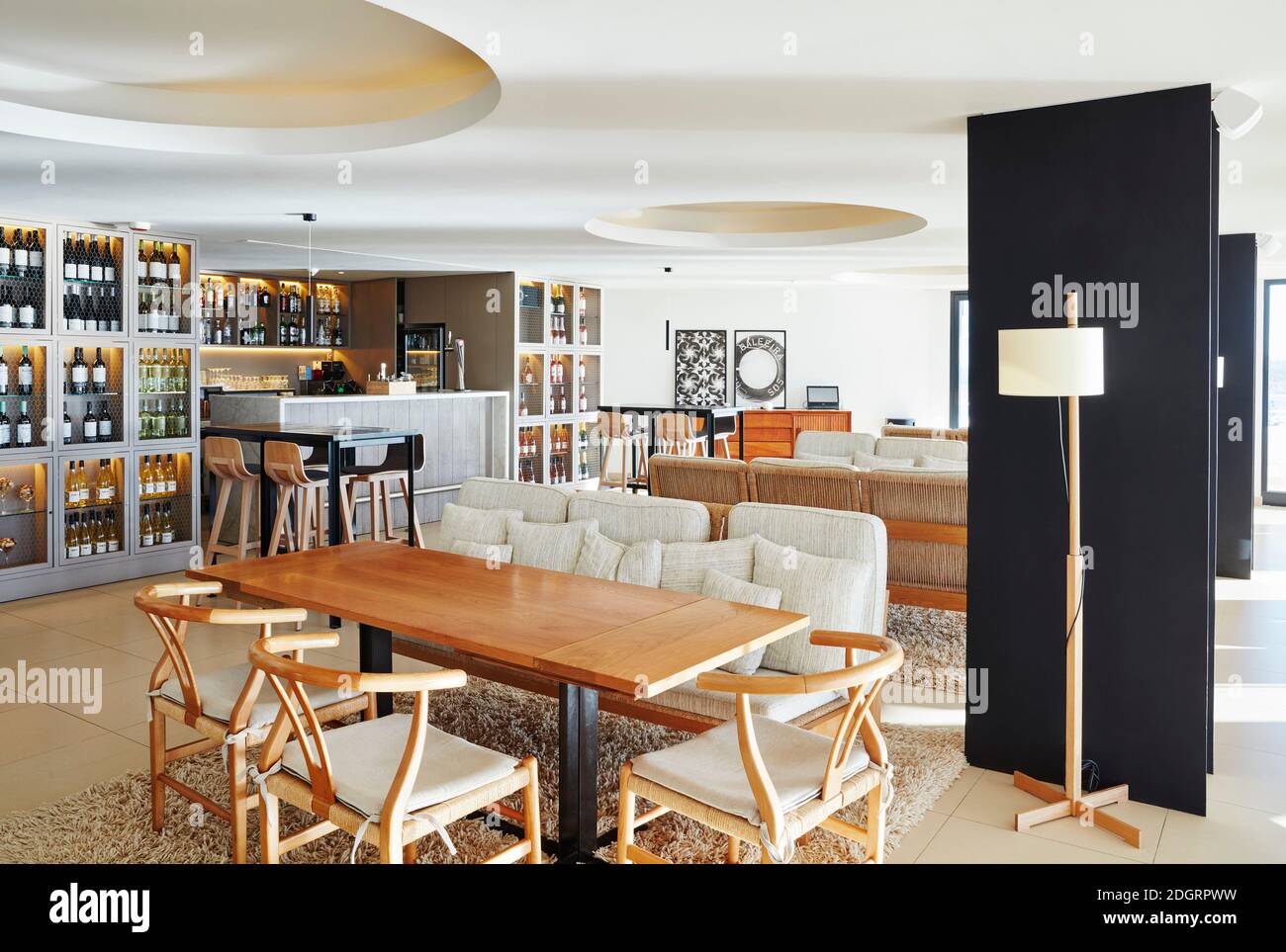 Interni dell'hotel di design contemporaneo Memmo Baleeira a Sagres, Algarve, Portogallo Foto Stock