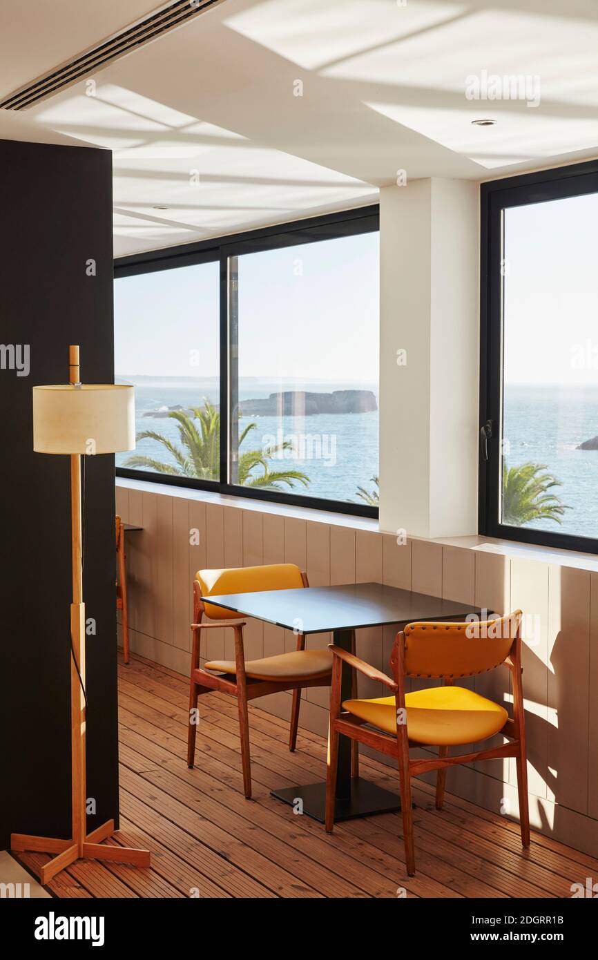 Interni dell'hotel di design contemporaneo Memmo Baleeira a Sagres, Algarve, Portogallo Foto Stock