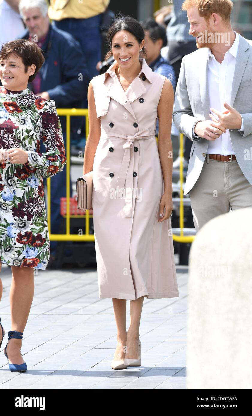 Il Principe Harry, Duca di Sussex e la Duchessa di Meghan del Sussex visitando la Nelson Mandela Centenary Exhibition, Queen Elizabeth Center, South Bank, Londra. Il credito fotografico dovrebbe essere: Doug Peters/EMPICS Foto Stock