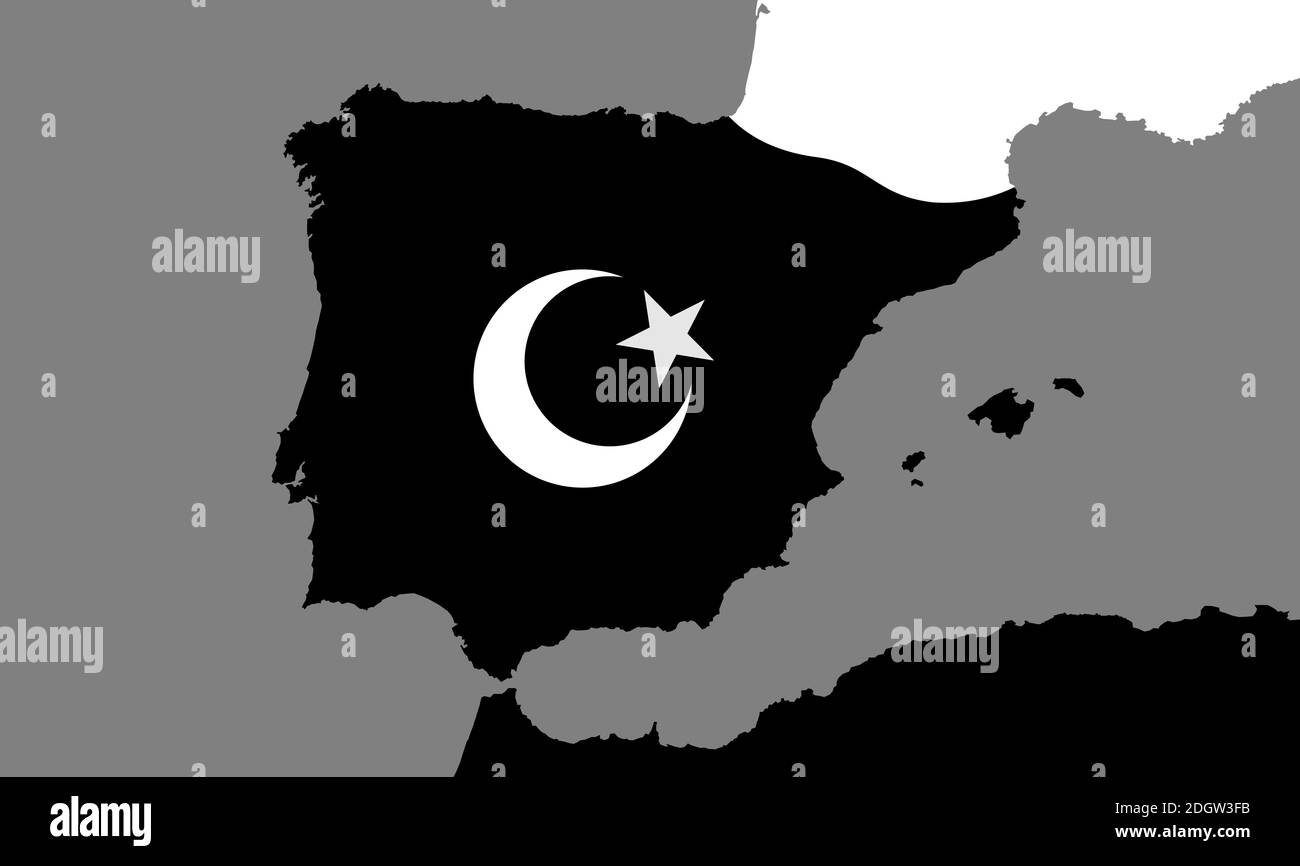 Islam e religione islamica in Spagna - storia del califfato musulmano nel paese. Religione ed espansione religiosa - islamizzazione in Europa. VECTO Foto Stock
