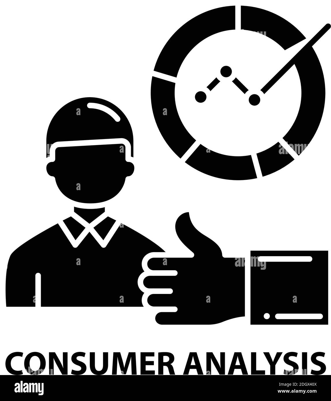 icona di analisi dei consumatori, segno vettoriale nero con tratti modificabili, illustrazione concettuale Illustrazione Vettoriale