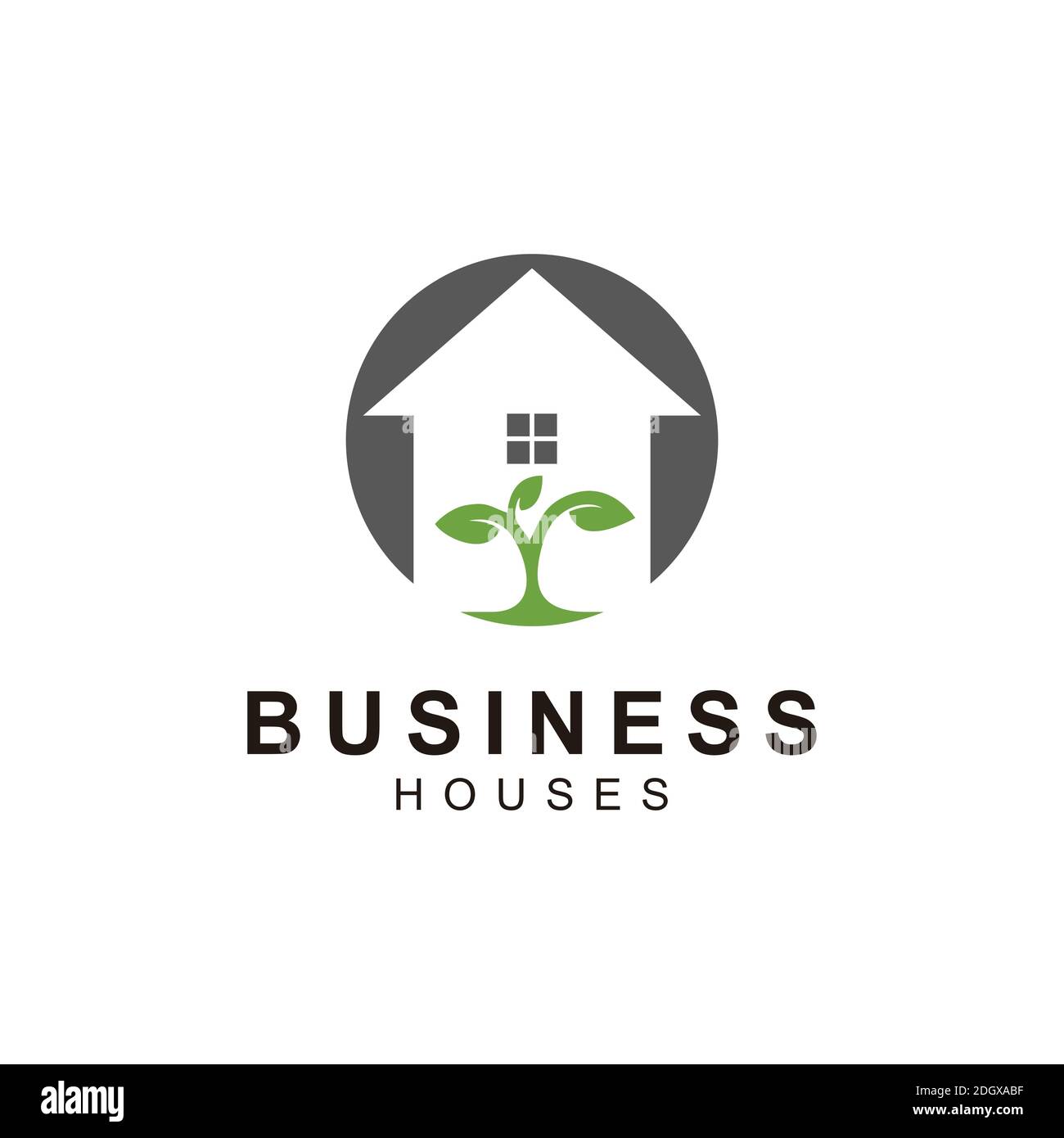 logo icona immobiliare con semi verdi in crescita Illustrazione Vettoriale