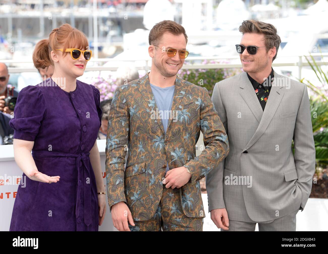 Bryce Dallas Howard, Richard Madden e Taron Egerton al Rocketman Photocall, il Palais des Festivals, durante il 72esimo Festival del Cinema di Cannes. Il credito fotografico dovrebbe essere: Doug Peters/EMPICS Foto Stock