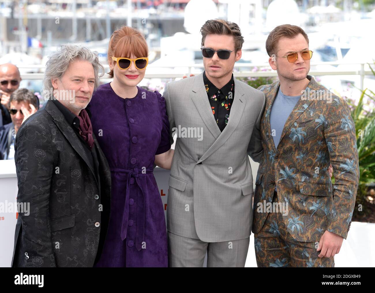 Dexter Fletcher, Bryce Dallas Howard, Richard Madden e Taron Egerton al Rocketman Photocall, il Palais des Festivals, durante il 72esimo Festival del Cinema di Cannes. Il credito fotografico dovrebbe essere: Doug Peters/EMPICS Foto Stock