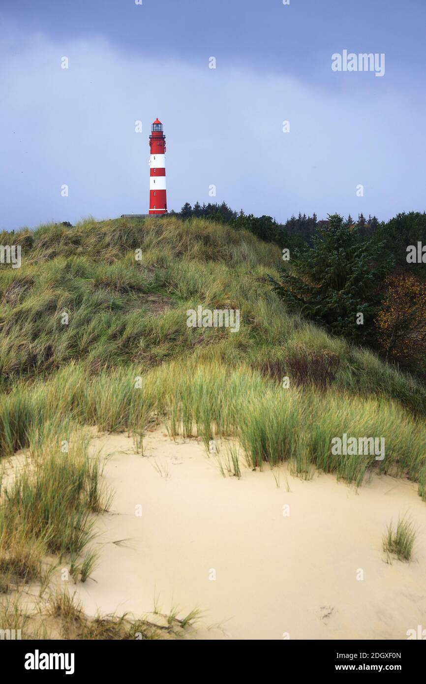 Un faro nelle dune di Amrum, Germania, Europa Foto Stock