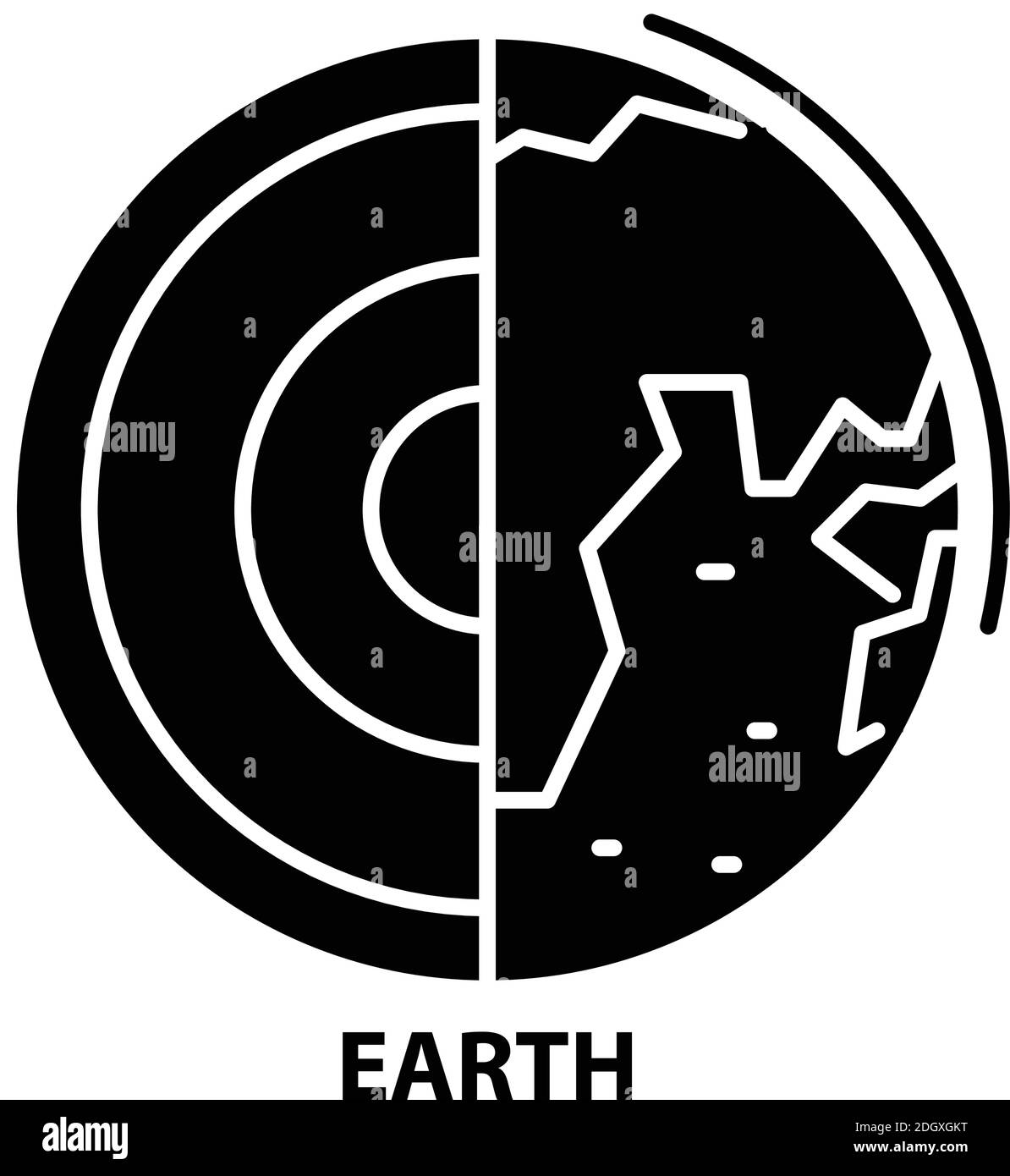 icona simbolo terra, segno vettoriale nero con tratti modificabili, illustrazione concettuale Illustrazione Vettoriale
