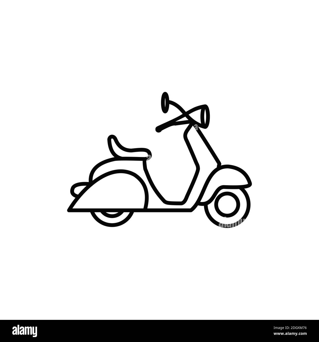 Scooter. Trasporto retro. Simbolo nero monolina Illustrazione Vettoriale