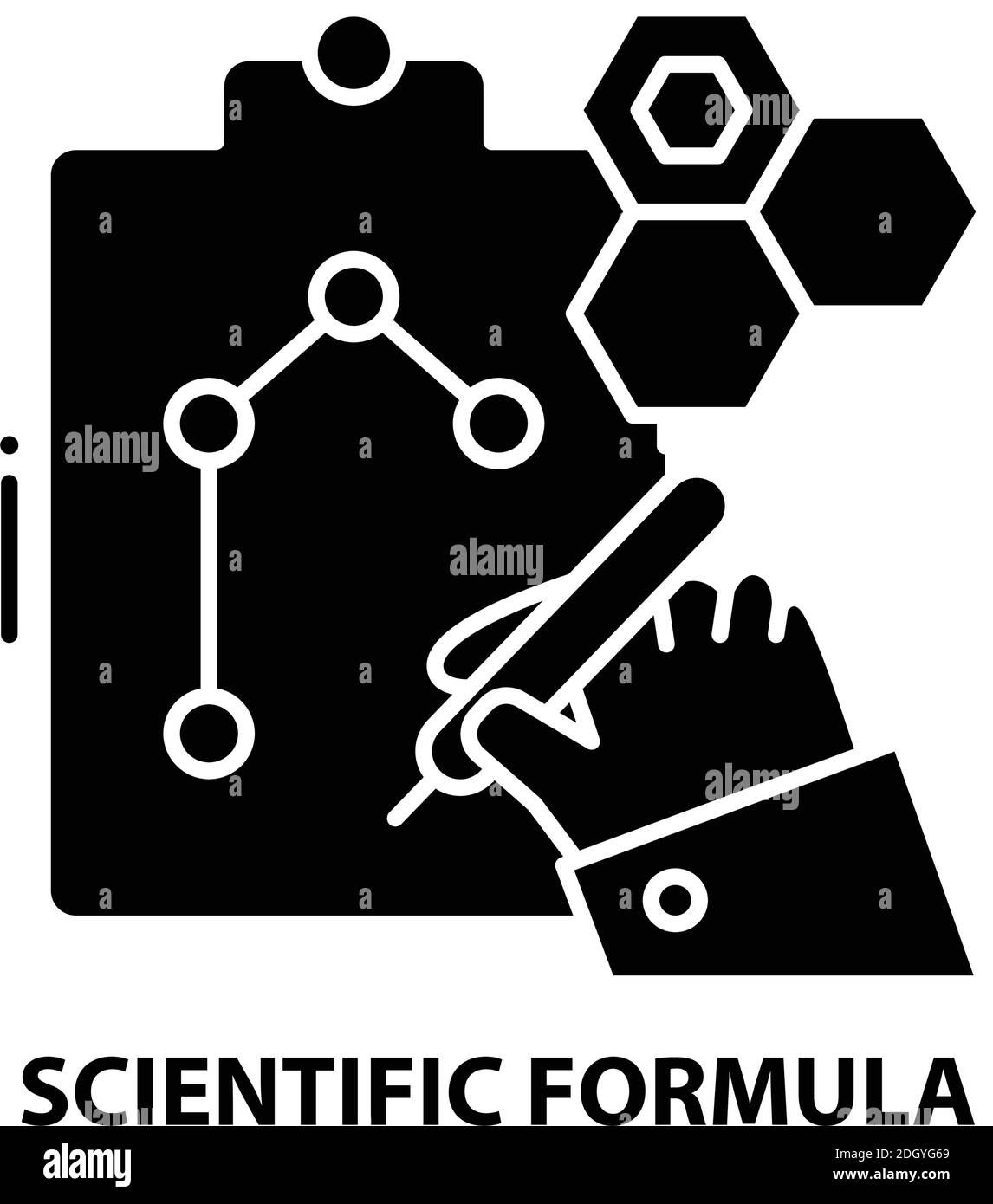 icona della formula scientifica, segno vettoriale nero con tratti modificabili, illustrazione concettuale Illustrazione Vettoriale