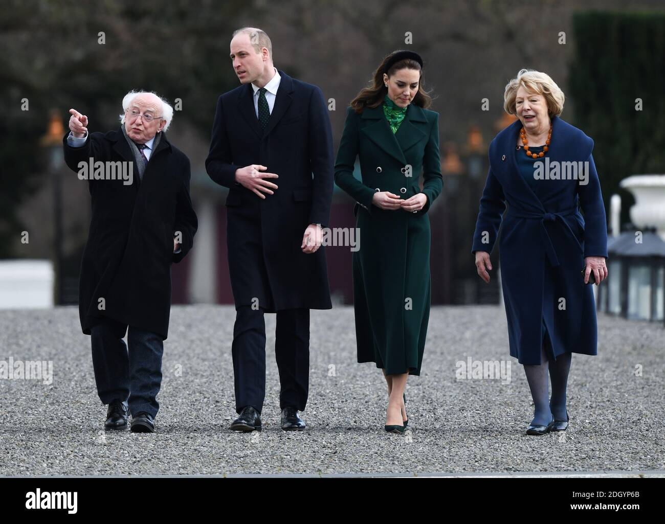 Il duca e la duchessa di Cambridge incontrano il presidente d'Irlanda Michael D. Higgins e la moglie Sabina Coyne a Dublino. Il credito fotografico dovrebbe essere: Doug Peters/EMPICS. Foto Stock