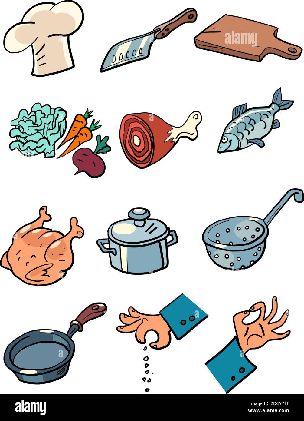 Set collezione cucina spezie condimenti alimentari Illustrazione Vettoriale