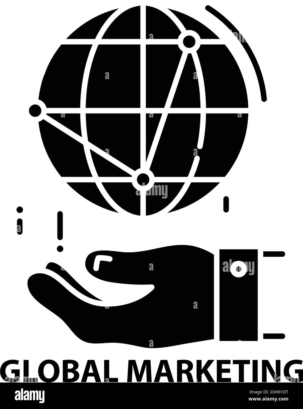 icona di marketing globale, segno vettoriale nero con tratti modificabili, illustrazione concettuale Illustrazione Vettoriale