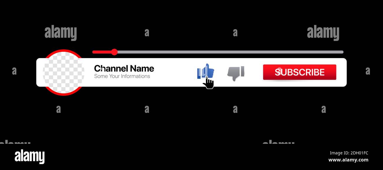 Terza parte inferiore della piattaforma di streaming video. Pulsante di iscrizione. Illustrazione vettoriale su sfondo nero. Illustrazione vettoriale Illustrazione Vettoriale