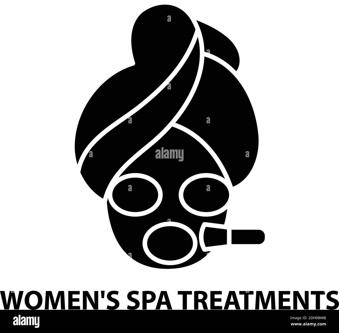 icona dei trattamenti termali delle donne, segno vettoriale nero con tratti modificabili, illustrazione concettuale Illustrazione Vettoriale