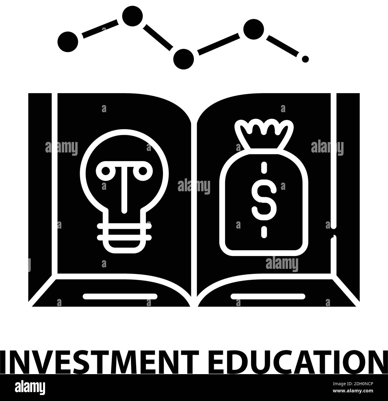 icona di educazione agli investimenti, segno vettoriale nero con tratti modificabili, illustrazione concettuale Illustrazione Vettoriale
