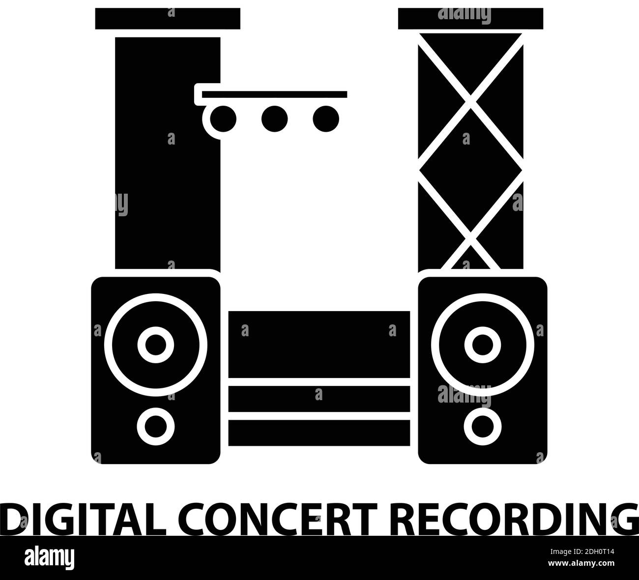 icona di registrazione digitale dei concerti, segno vettoriale nero con tratti modificabili, illustrazione concettuale Illustrazione Vettoriale