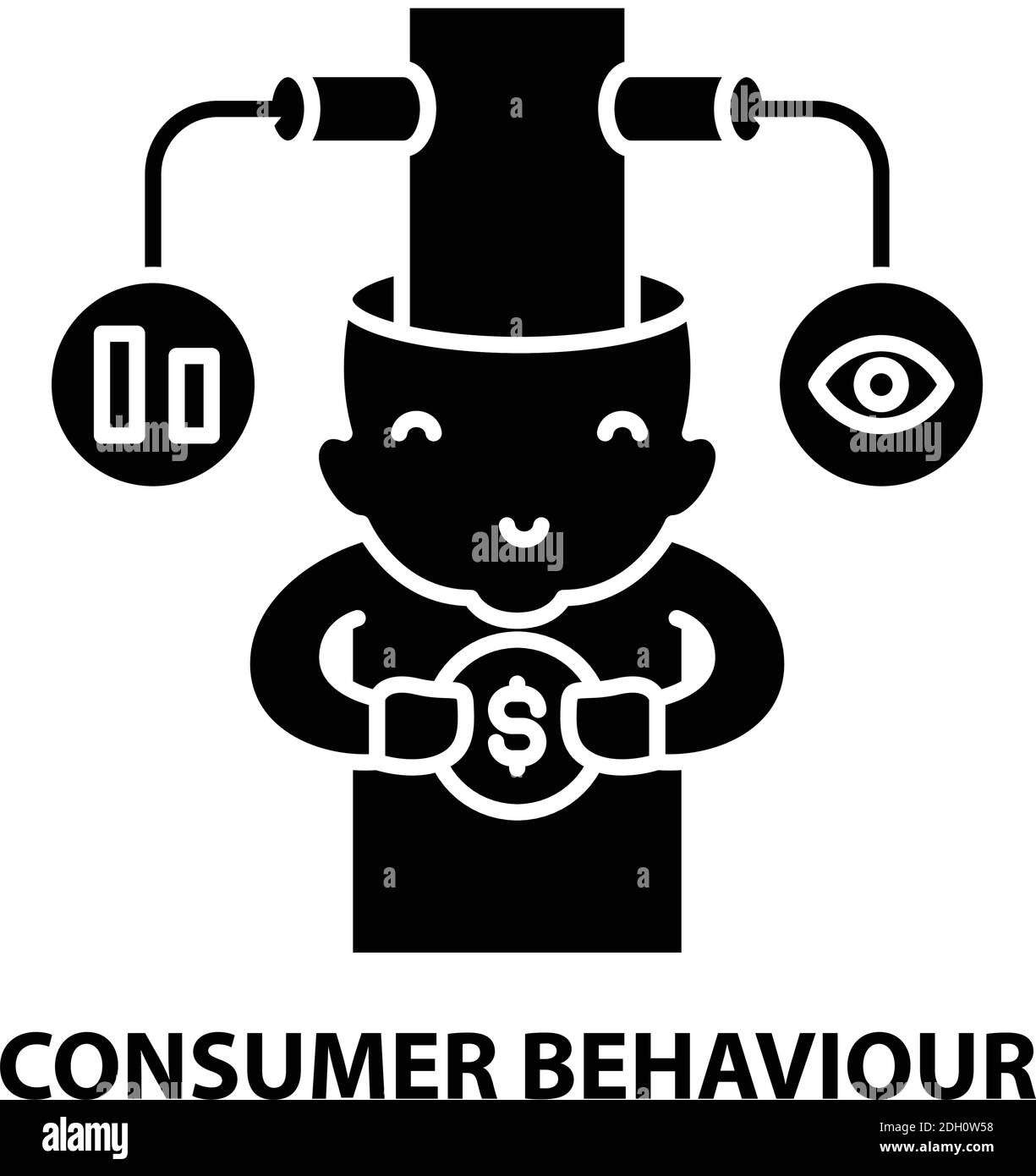 icona comportamento cliente, segno vettoriale nero con tratti modificabili, illustrazione concettuale Illustrazione Vettoriale