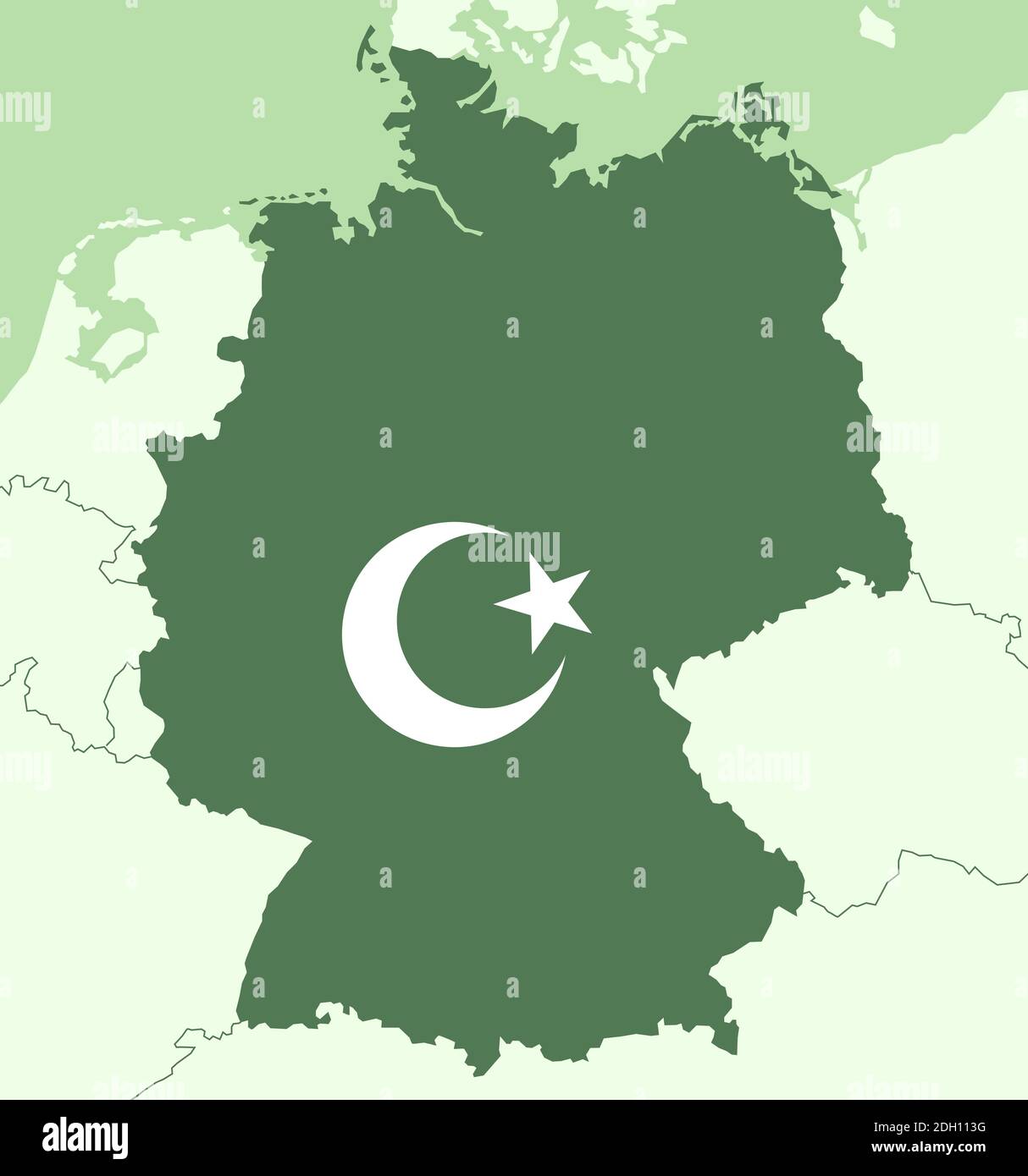 Islam e religione islamica in Germania - musulmani nel paese. Religione e credenti nello Stato europeo. Illustrazione vettoriale Foto Stock