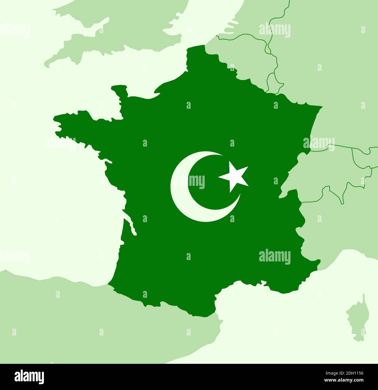 Islam e religione islamica in Francia - musulmani nel paese. Religione e credenti nello Stato europeo. Illustrazione vettoriale Foto Stock
