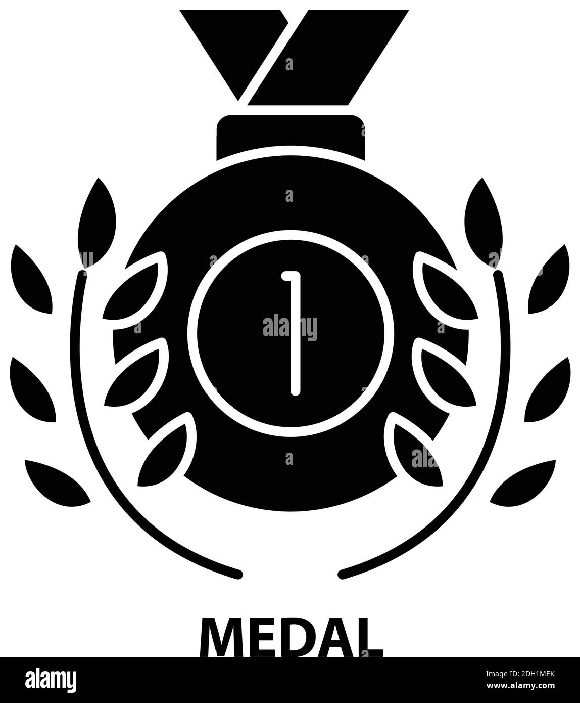 icona del simbolo della medaglia, segno vettoriale nero con tratti modificabili, illustrazione concettuale Illustrazione Vettoriale