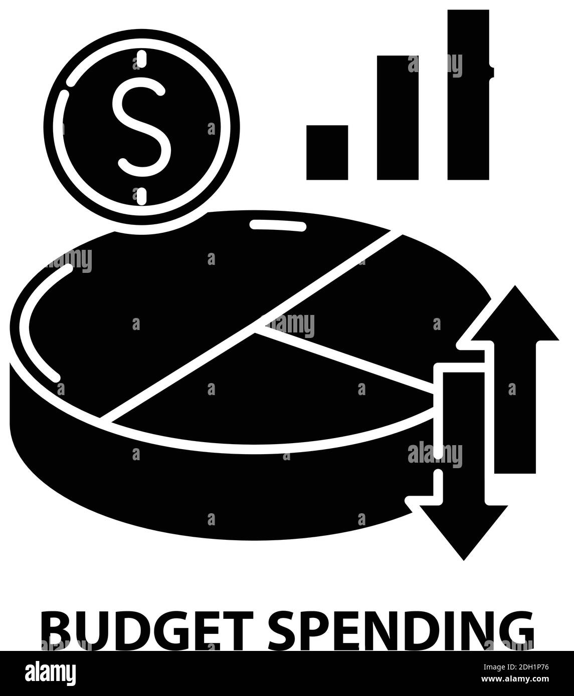 icona spesa budget, segno vettoriale nero con tratti modificabili, illustrazione concettuale Illustrazione Vettoriale