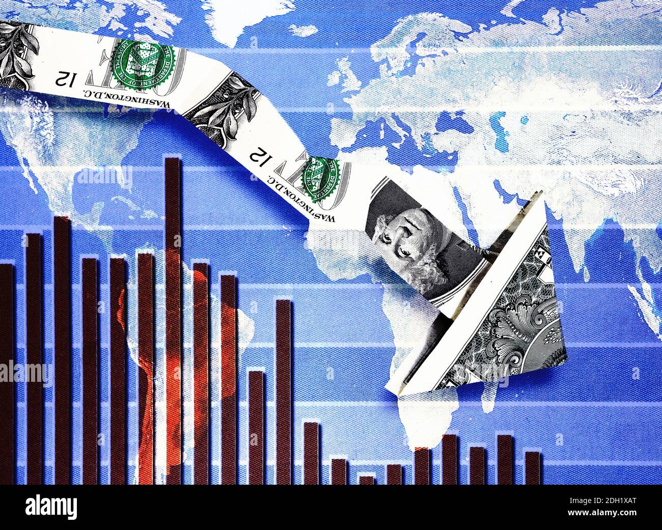 Tabella economica del dollaro in giù Foto Stock