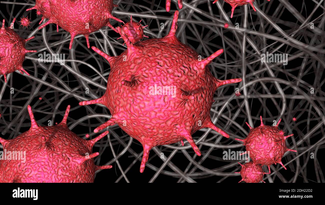 Germi, virus, batteri catturati nel filtro . Patogeni intrappolati in microfibre maschera . illustrazione del rendering 3d Foto Stock