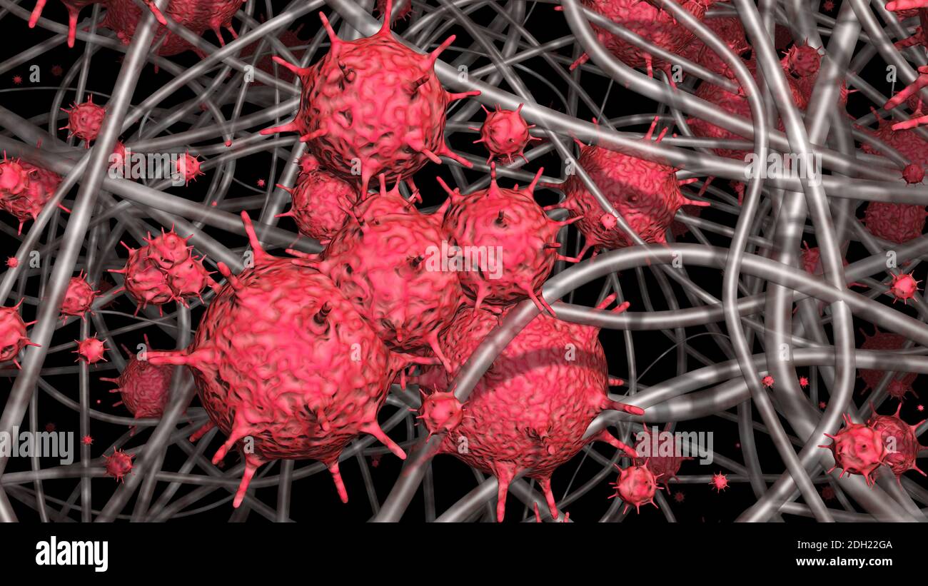 Germi, virus, batteri catturati nel filtro . Patogeni intrappolati in microfibre maschera . illustrazione del rendering 3d Foto Stock