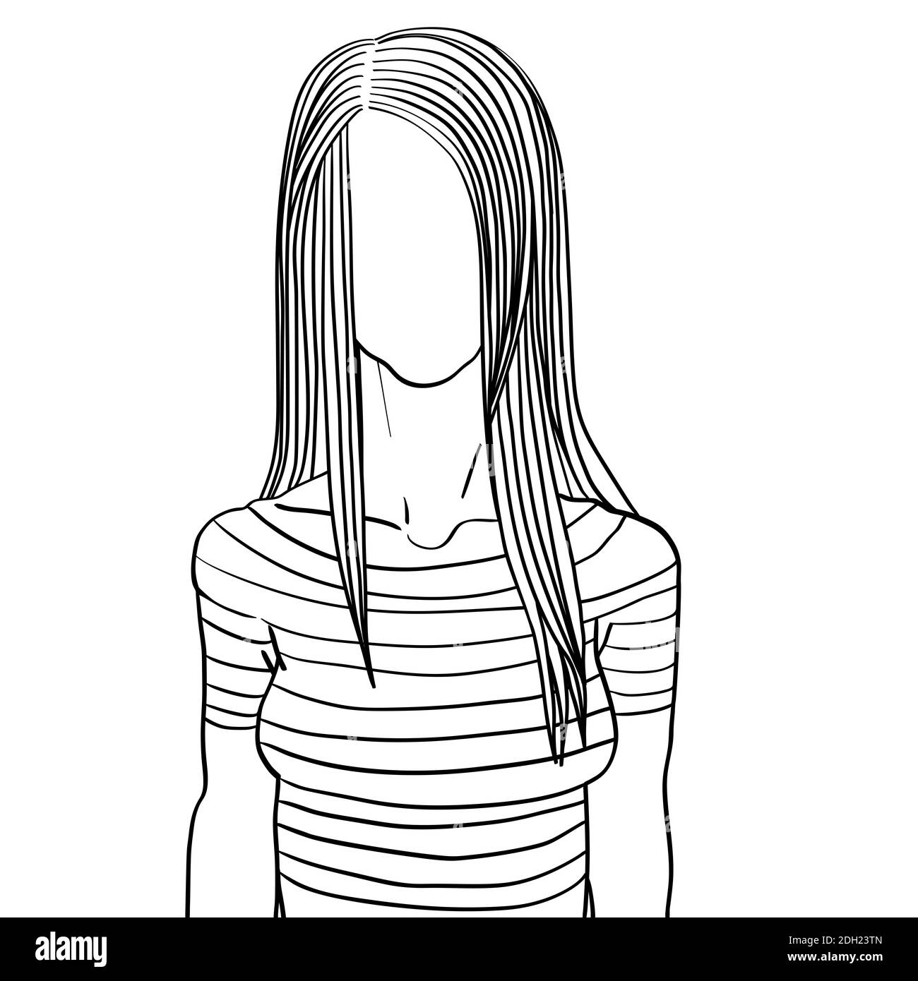 Capelli lunghi parte laterale donna avatar Foto Stock