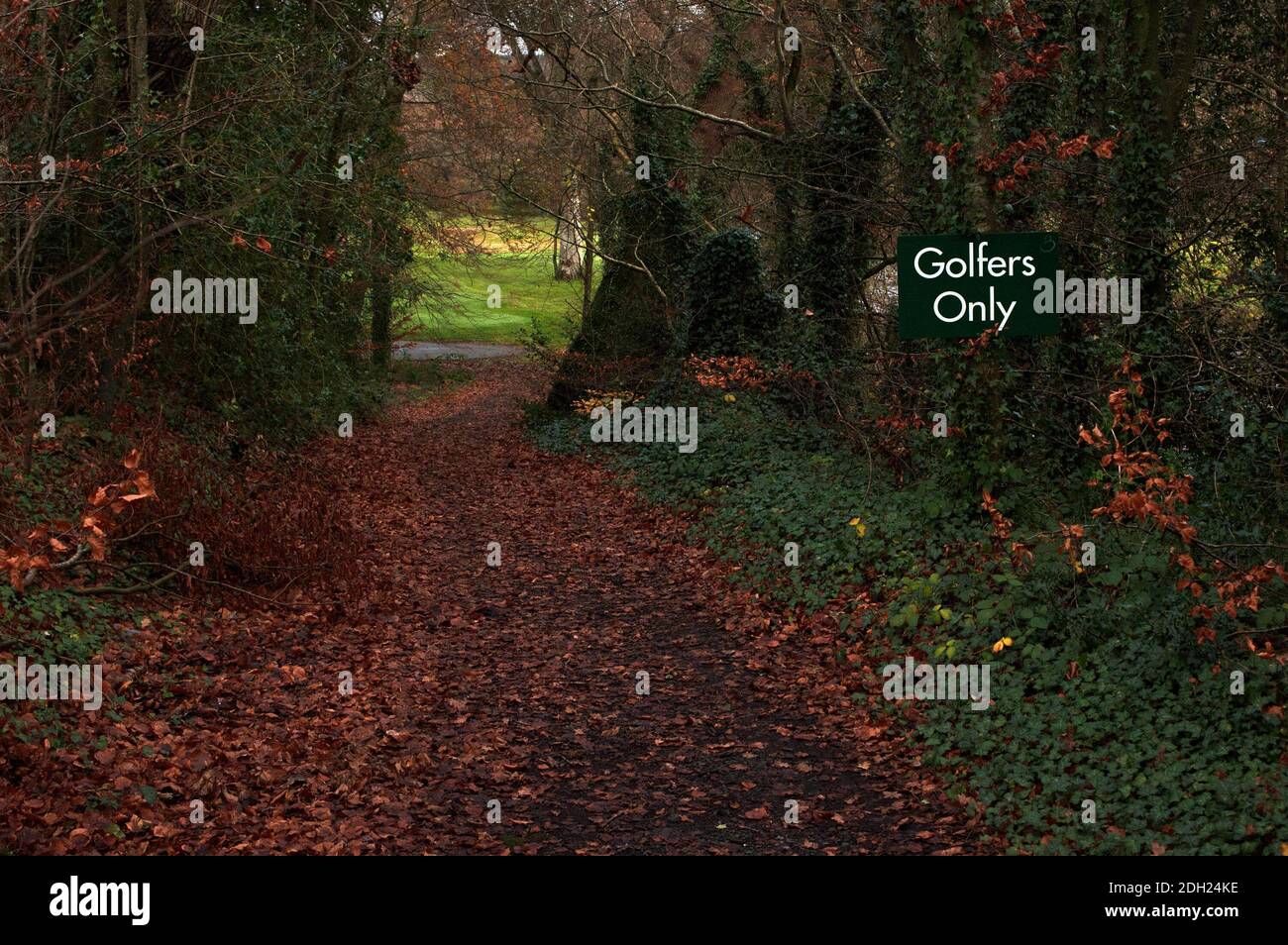 Cartello 'golfers only', Bunclody Golf & Fishing Club, Bunclody, County Wexford, Irlanda, Europa Foto Stock
