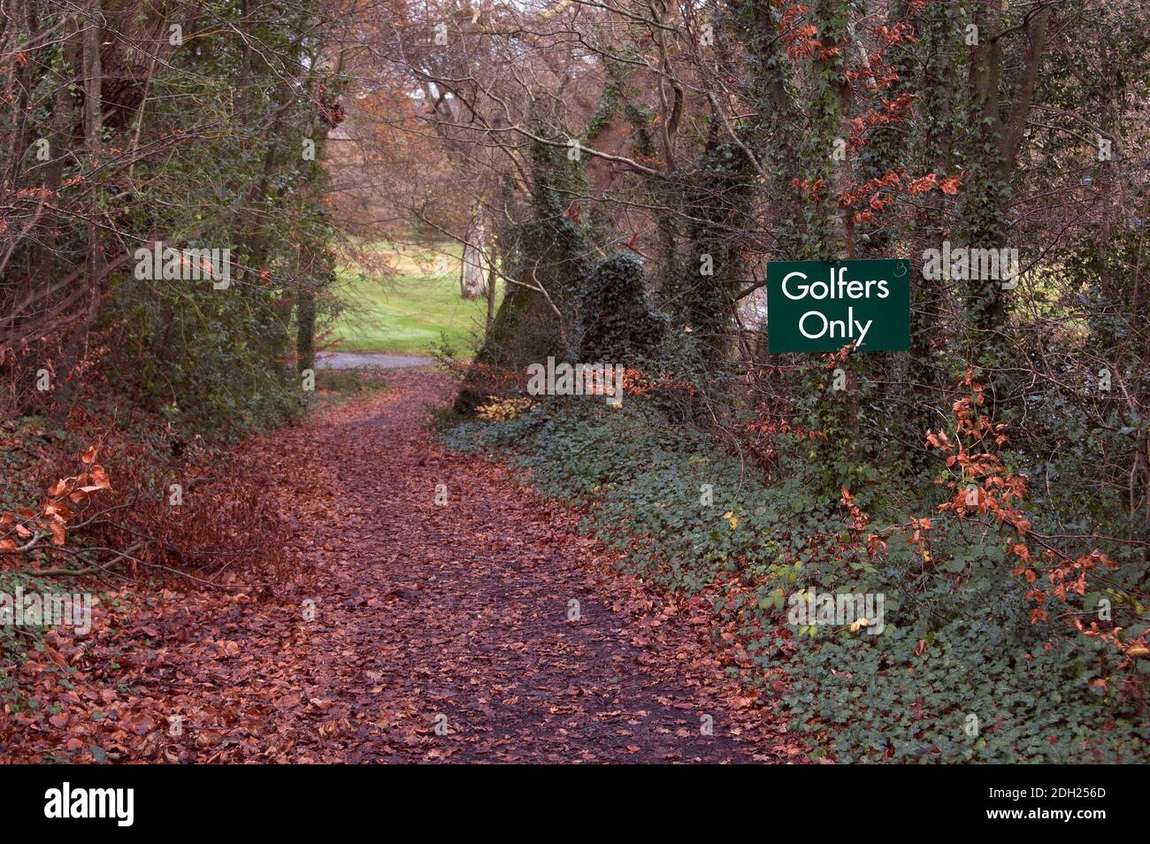 Cartello 'golfers only', Bunclody Golf & Fishing Club, Bunclody, County Wexford, Irlanda, Europa Foto Stock