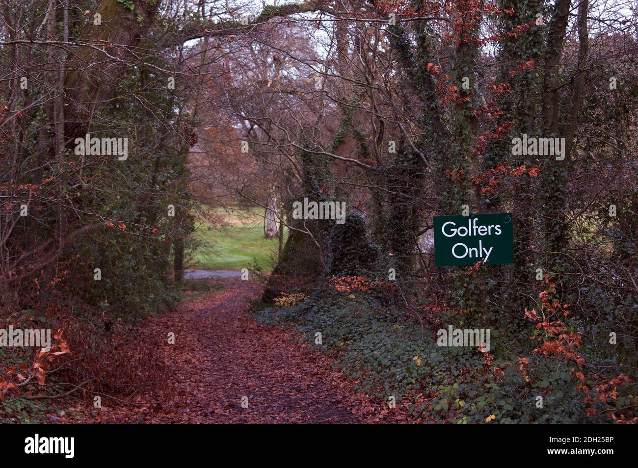 Cartello 'golfers only', Bunclody Golf & Fishing Club, Bunclody, County Wexford, Irlanda, Europa Foto Stock
