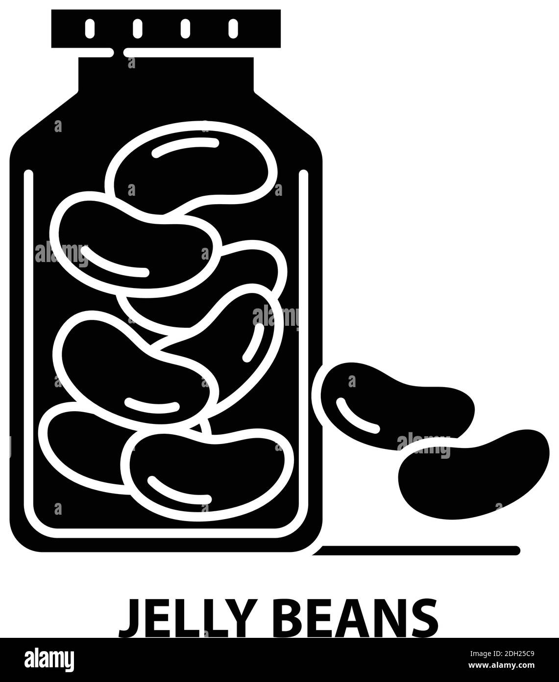 icona dei fagioli di gelatina, segno vettoriale nero con tratti modificabili, illustrazione concettuale Illustrazione Vettoriale