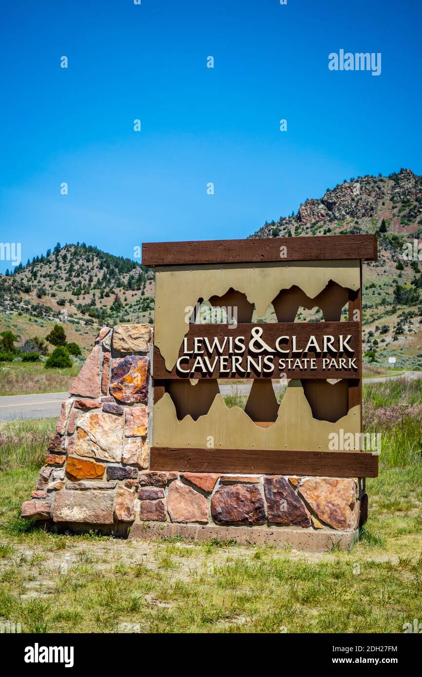 Una strada d'ingresso per Lewis e Clark Caverns NP, Montana Foto Stock